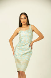 Banarasi Belle Asymmetrical Strap Pencil Dress